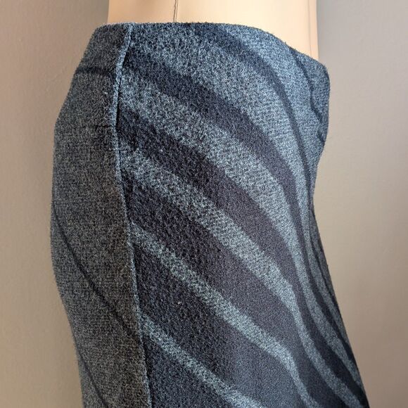 Vintage 90s Express Wool Maxi Skirt Gray Knit Stripe Ombre Academia Size 13 - Picture 5 of 10